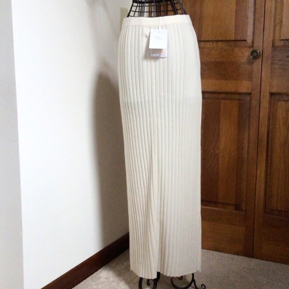 Grey/Ven The Hutton cashmere Blend Ribbed Midi Skirt, Natural, XL, New With Tags - Picture 9 of 10
